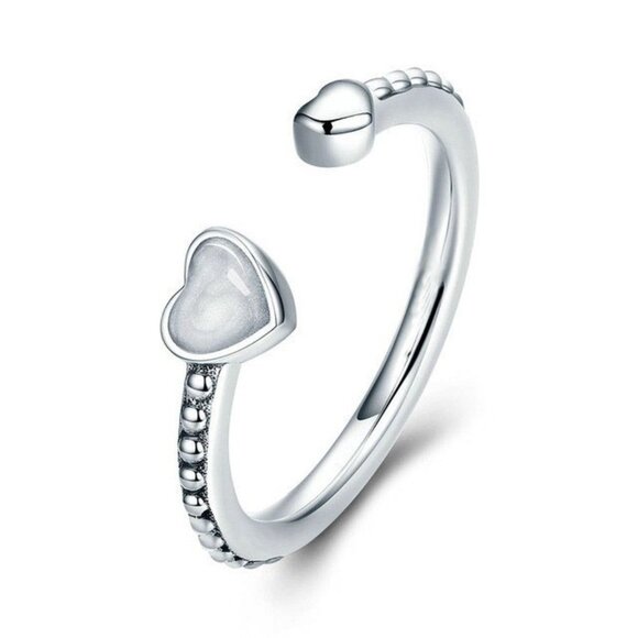🍁 Sweet Double Heart Open Resizable Baguette Silver Heart Ring for Women,VIP126 - Picture 1 of 4